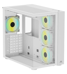 POWERBOOST PB-SS02W Sea View 7-RGB Fanlı Gaming Mid-Tower PC Kasası Beyaz