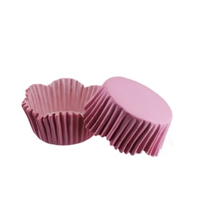 Cupcake Kalıbı Pet Kapsül Dalgalı Kek Kalıbı 65X38 MM (100 Adet)  Pembe