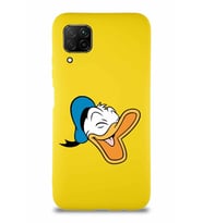 Huawei P40 Lite Soft Premier Kapak Donald Duck-E Tasarımlı Silikon Kılıf - Sarı (Şeffaf)