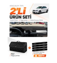 SEAT TOLEDO (2013-2017) Uyumlu Torpido Örtüsü + Deri Bagaj Çantası + Sticker Seti - Siyah