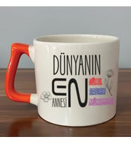 Dünyanın En Annesi Baskılı Turuncu Kulplu D Kupa