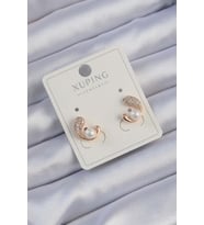 Xuping Rose Gold Renk Zirkon Taşlı İncili Yunus Ballığı Küpe