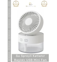 #MiniFan Şarjlı LED Işıklı Sulu Masaüstü Soğutucu Nemlendirici Katlanır Başlıklı USB Mini Fan