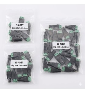 10 Adet 2.1mm Klemensli Dişi Power Jack - Lehimsiz CCTV Kamera ve Şerit LED Adaptör Güç Soketi (5.5x2.