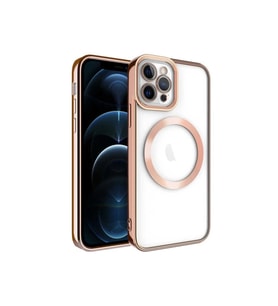 Apple iPhone 11 Pro Uyumlu Kılıf M-safe Wireless Şarj Özellikli Zore Setro Silikon (Rose Gold Altın)
