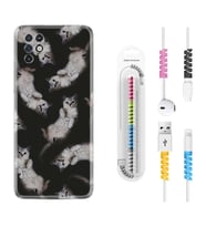 INFINIX Note 11 Pro Note 10 Hot 9 Play Kılıf Kablo Koruma Spiral Silikon Sevimli Kedicikler 1785