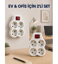 Kablosuz Duvar Tipi Priz Çoğaltıcı 4 Çıkışlı Anahtarlı 2 Adet Avantajlı Set