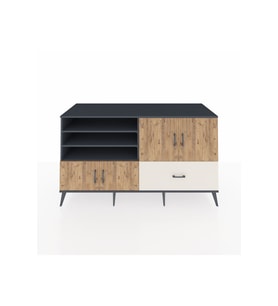 Kronos Konsol 5 Raflı Tek Çekmeceli 4 Kapaklı 176x59x99 Antrasit-Çam/Aytaşı