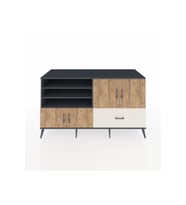 Kronos Konsol 5 Raflı Tek Çekmeceli 4 Kapaklı 176x59x99 Antrasit-Çam/Aytaşı