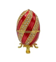 Faberge Yumurta Swarovski Taşlı Lüks Mücevher Kutusu Sarı Kırmızı 10cm HEDİYELİ (Karışık)