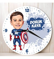 ?Erkek Çocuğa Hediye Süper Kahraman Erkek Çocuk Karikatürlü Duvar Saati