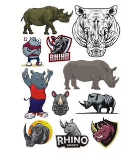 Gergedan Sticker Set-1 12 Parça Telefon, Tablet, Defter, Laptop Sticker