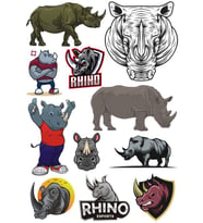 Gergedan Sticker Set-1 12 Parça Telefon, Tablet, Defter, Laptop Sticker