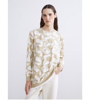 LCW Modest Yeşil Desenli Oversize Kadın Sweatshirt Tunik
