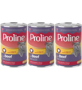 Proline Dana Etli Yetişkin Kedi Konservesi 400 Gr*3 Adet (Kahverengi)