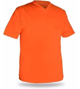Mervem T-shirt V Yaka Kısakol %100 Pamuk Cepli Turuncu