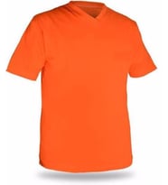 Mervem T-shirt V Yaka Kısakol %100 Pamuk Cepli Turuncu