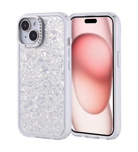 Apple iPhone 15 Uyumlu Kılıf Taşlı Tasarımlı Zore Kapi Kapak (Gümüş)
