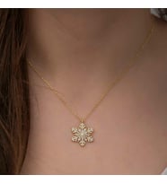 Gümüş Gold Kar Tanesi Kolye