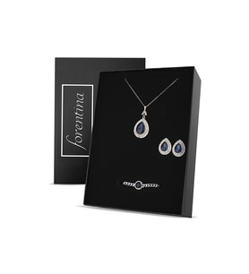 Forentina Lacivert Taşlı Kolye Küpe Bileklik Takı Set PS2714