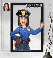 Kişiye Özel 3D  Ahşap Polis Kadın 30x40 -2