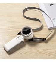 Dijital Göstergeli Katlanabilir Şarjlı El Fanı Beyaz 12000 RPM 5 Kademeli USB-C Taşınabilir Mini Vantilatör Boyun Askılı