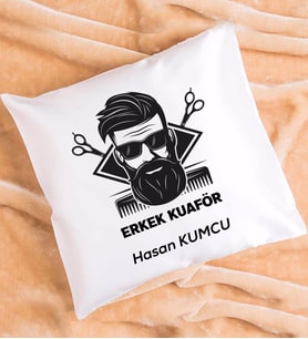 Erkek Kuaförü Tasarımlı Kişiye Özel Hediye Erkek Kuaförü Yastık