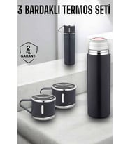 Paslanmaz Çelik 3’Lü Termos Seti Vakumlu 8 Saat Isı Koruma - Lisinya