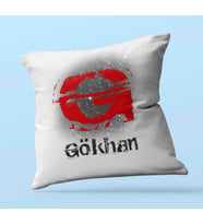 Kişiye Özel G Harfi Temalı Karakter Tasarım Saten Kare Yastık (Beyaz)