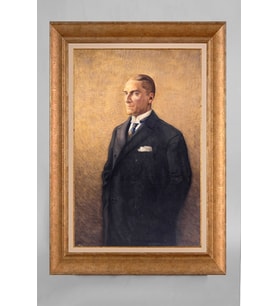 Altın Varaklı Paspartulu Çerçeveli Atatürk Tablo nt1164