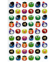 Sticker Kabartmalı A4 boyutunda Stiker Defter, planlayıcı etiket (Lim100) - Sevimli Canavarlar