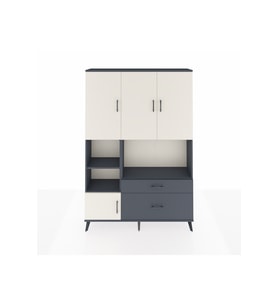 Arges Dolap 7 Raflı 2 Çekmeceli 5 Kapaklı 132x30x195 Antrasit-Aytaşı/Antrasit