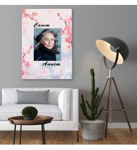 BK Gift Kişiye Özel Fotoğraflı Canım Annem Tasarımlı Kanvas Tablo-33