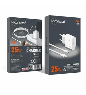USB-C Hızlı Şarj Adaptörü ve Type-C to Lightning Kablo Seti Beyaz
