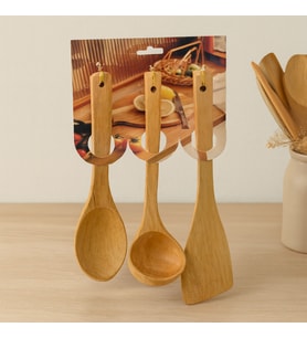 Bambu Ahşap Mutfak Servis Seti 3 Parça (27/27/32 cm)
