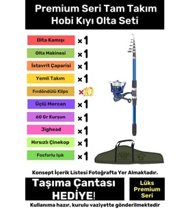 Özel Üretim Şık Taşıma Çantalı Hazır Kurulu Balık Tam Takım Hobi Kıyı Olta Seti - 3m Kamış Hediyeli
