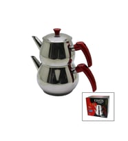 ORTA BOY KÜRE ÇELİK ÇAYDANLIK SETİ ÜST: 1LT - ALT: 1.60LT (5343)
