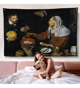 Diego Velázquez - Yumurta Pişiren Yaşlı Kadın Duvar Örtüsü - Old Woman Frying Eggs-7051