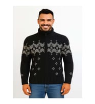 Tarz Cool T00575 Erkek Desenli Triko Hırka - Mavi - ST00575-Mavi-L (Siyah)