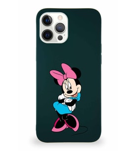 Apple iPhone 12 Pro Max Soft Premier Kapak Minnie Mouse-D Tasarımlı Silikon Kılıf - Yeşil (Şeffaf)