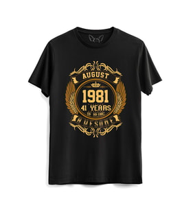 Vintage Gold Awesome Series August 1981 Siyah Tshirt
