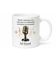 Şarkıcı Hediyesi Mikrofon Temalı Özel Baskılı Porselen Kupa Bardak Hediye