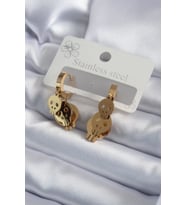 316L Çelik Gold Renk Sallantı Kuru Kafa Model Kadın Küpe TJ-BKP7974
