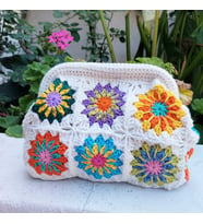 Çiçekli El Yapımı Ekru Clutch , Handmade Çiçekli El Çantaları (Ekru)