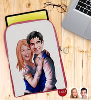 BK Gift Kişiye Özel Sevgililer Karikatürlü Taşınabilir Koruyucu Tablet Kılıfı & Organizer Çanta - Pembe-36