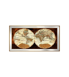 Harita Temalı Kanvas Tablo 80 x 110 cm Gold Çerçeve