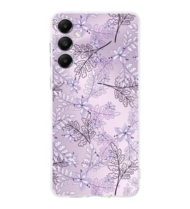 PrintiFy Samsung A05s Uyumlu Kamera Korumalı Floral Lila Tasarımlı Şeffaf Silikon Kılıf