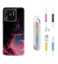 Xiaomi Poco X3 Pro M4 Pro X4 Pro C40 10C Kılıf Kablo Koruma Spiral Silikon Wolf and Moon 1380