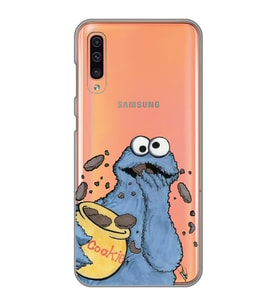Samsung Galaxy A70 Uyumlu Susam Sokağı Kurabiye Canavarı Desenli Şeffaf Telefon Kılıfı