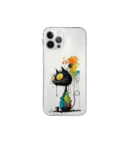 iPhone 12 Pro Max ile Uyumlu Splash Kedi Tasarımlı Şeffaf Silikon Kılıf